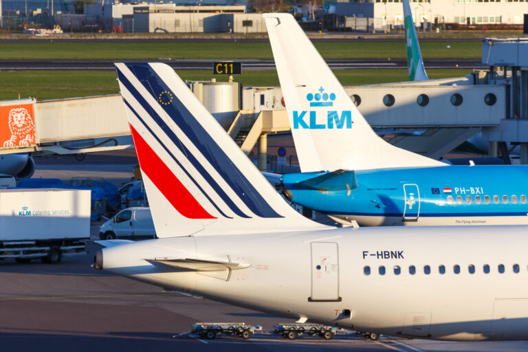 Air France-KLM aircraft parked next to each other