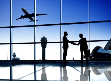 Business people meeting at an airport