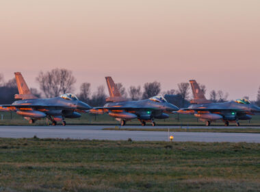 Dutch F-16 fighter jets on the apron