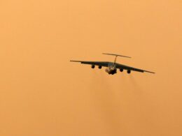 Il-76 freighter aircraft taking off