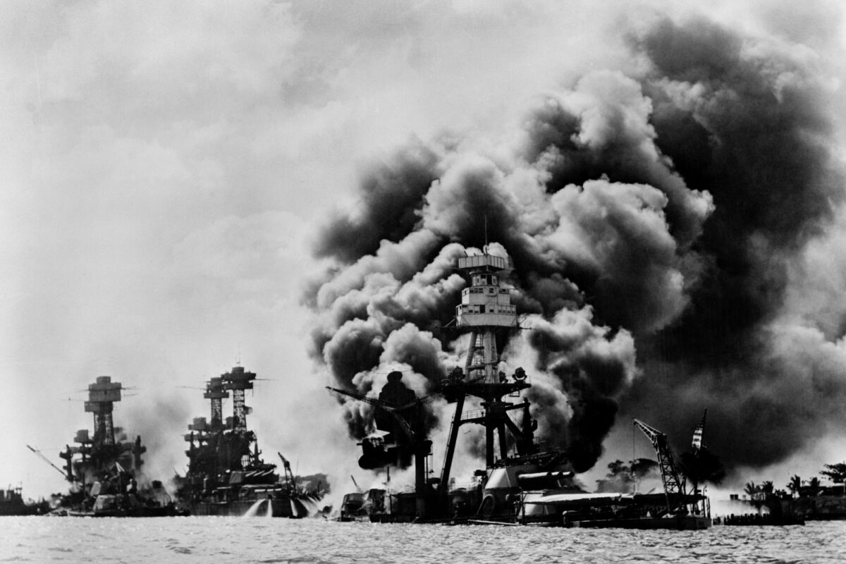 Pearl Harbor three stricken US battleships